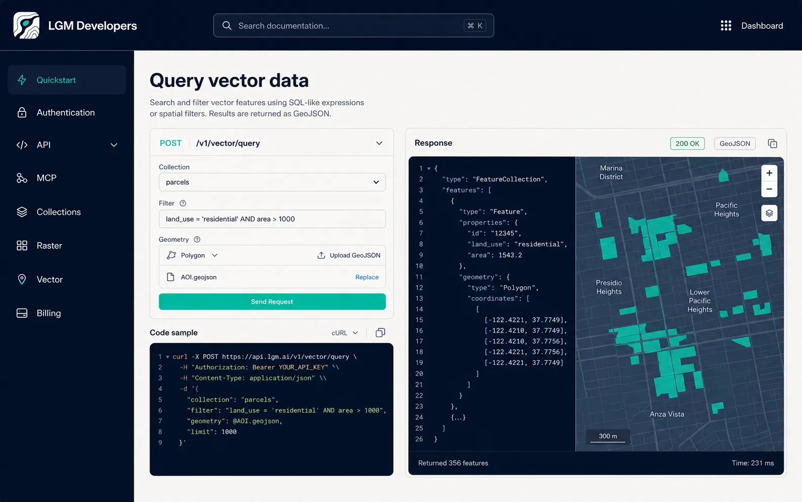 LGM developer console concept showing API access and integration steps
